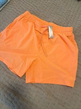Men's Athletic Drawstring Shorts in Bright Orange
